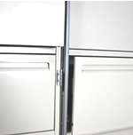 When open, the file locking bar does not interfere with adjoining cabinets